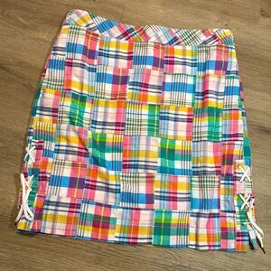 PLAID COTTON BLEND LINED MADRAS A-LINE SKIRT NWT 8P
